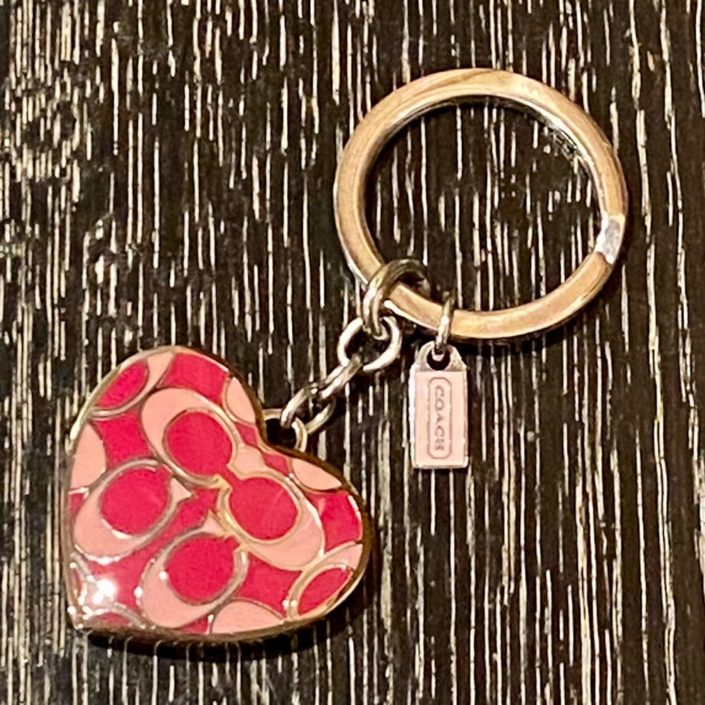 Coach - Ltd Ed Pink Signature Heart Locket Key Fob